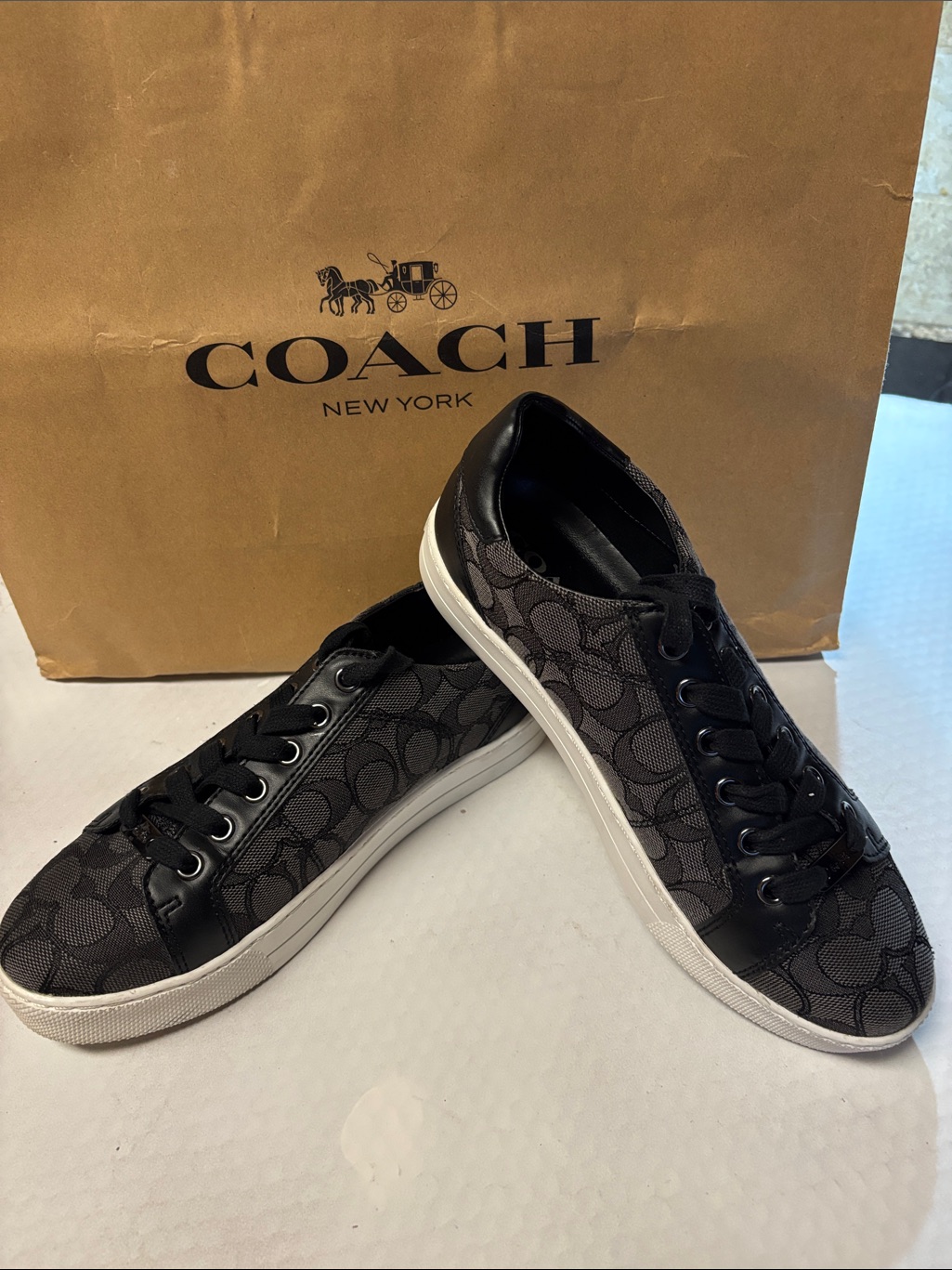 Coach Paddy Monogram Canvas Sneakers Signature Athletic Platform Women’s 7.5